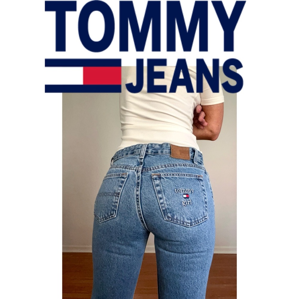 Tommy Girl Jeans👖Hipster Flare Low Rise Jeans Vintage Y2K Denim Hilfiger